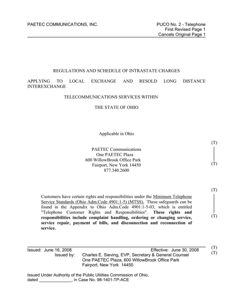 Local and LD Tariff No. 2 Local and LD Tariff No. 2