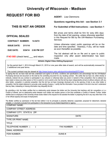 14-5272 Request for Bid Package 14-5272 Request for Bid Package