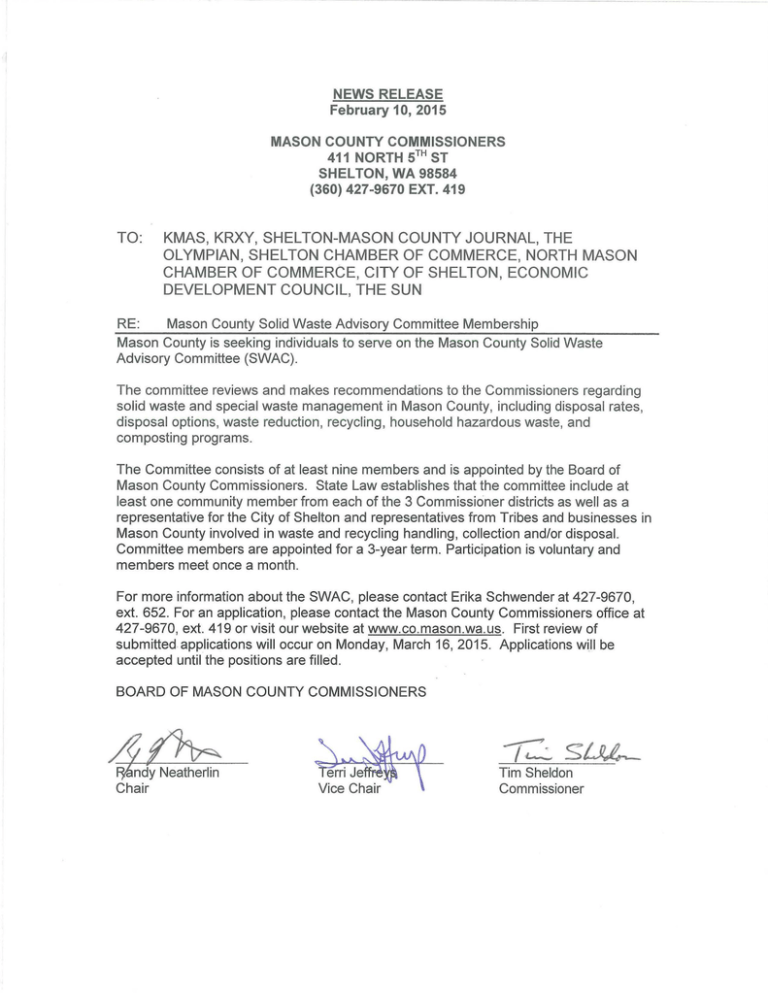 Solid Waste Advisory Committee. Solid Waste Advisory Committee.