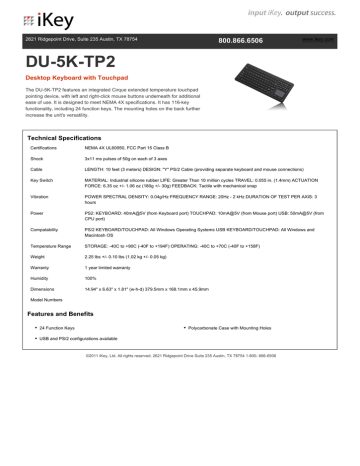 DU-5K-TP2 800.866.6506 Desktop Keyboard with Touchpad DU-5K-TP2 800.866.6506 Desktop Keyboard with Touchpad