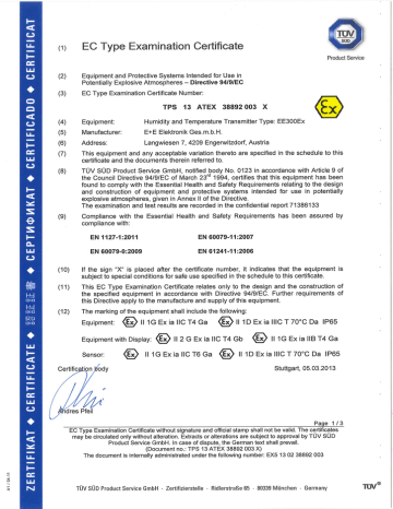 EE300Ex ATEX-Certificat pdf EE300Ex ATEX-Certificat pdf
