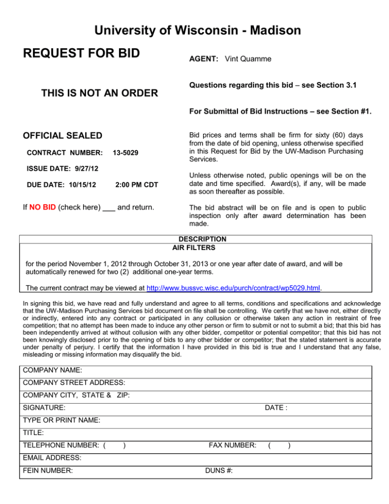 13-5029 Request for Bid Package 13-5029 Request for Bid Package