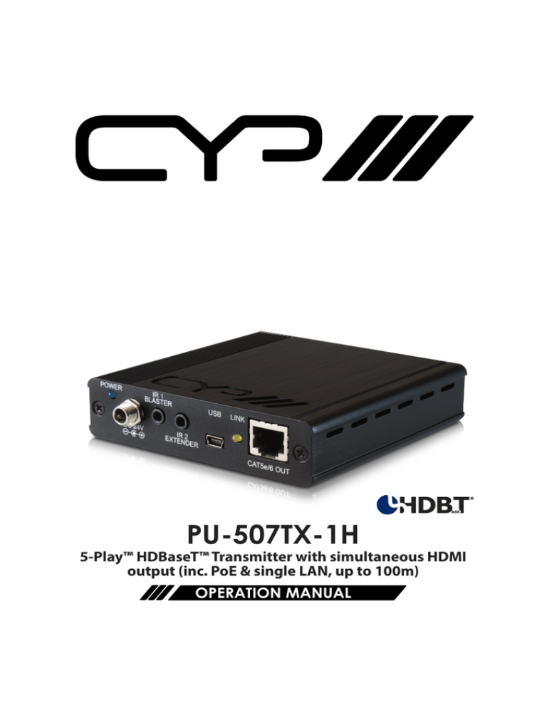 CYP PU-507TX-1H User manual CYP PU-507TX-1H User manual