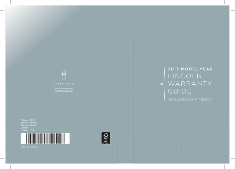 2013 MKT Warranty Guide 2013 MKT Warranty Guide