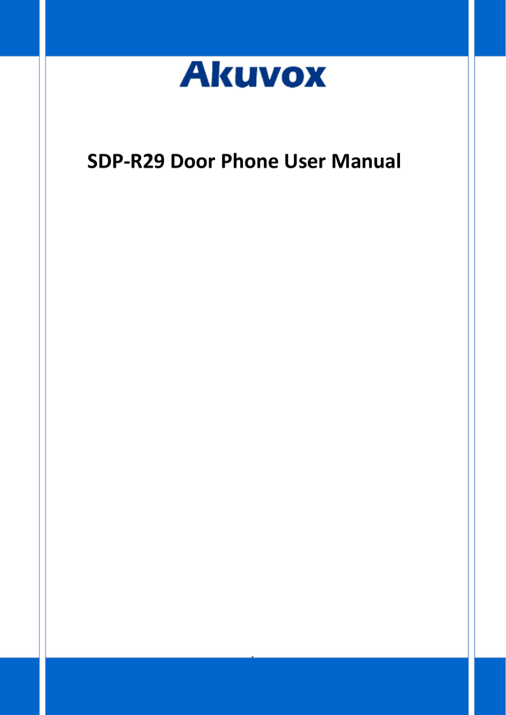 Akuvox SDP R29 User Manual Manualzz