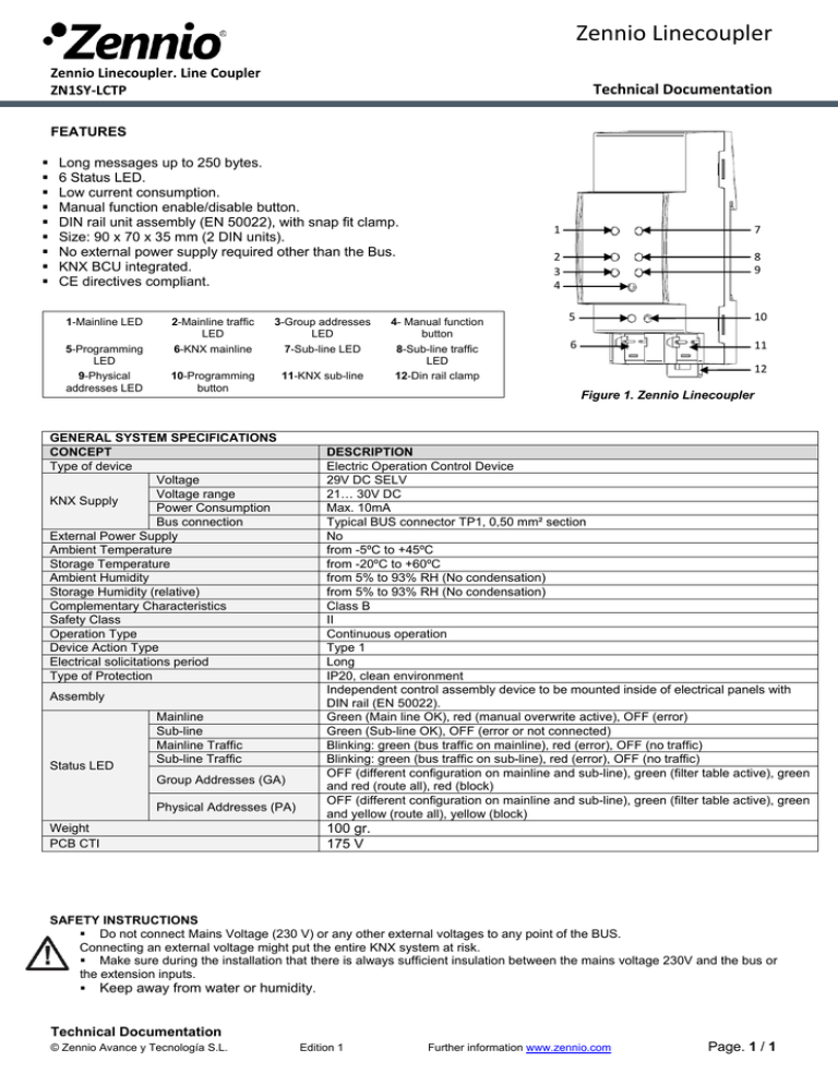 Zennio Zn Sy Lctp Datasheet Manualzz