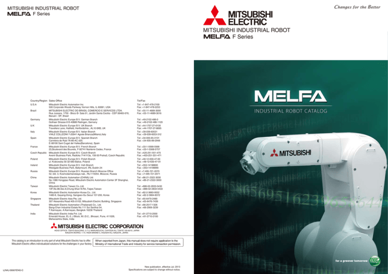 F Series Robot Catalog F Series Robot Catalog