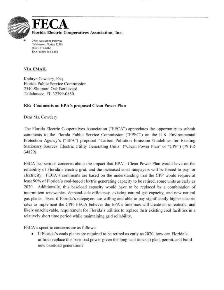 Florida Electric Cooperatives Association (August 12, 2014) Florida Electric Cooperatives Association (August 12, 2014)