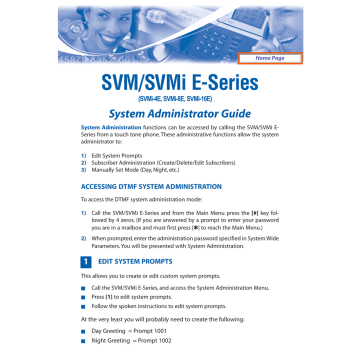 SVMi E Series System Admin SVMi E Series System Admin