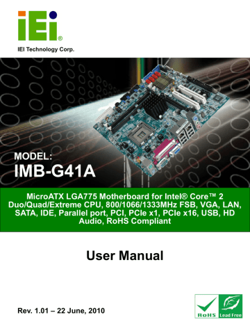 IEI Integration IMB-G41A Embedded Computer User Manual | Manualzz IEI Integration IMB-G41A Embedded Computer User Manual | Manualzz