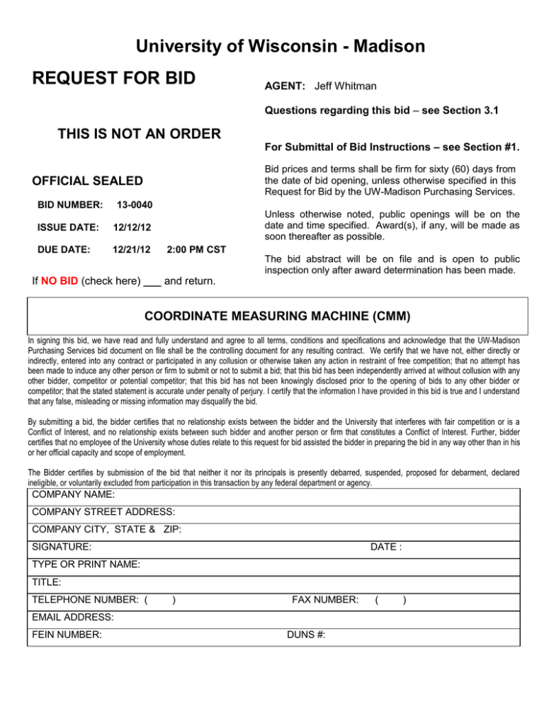 13-0040 (Request for Bid ) 13-0040 (Request for Bid )