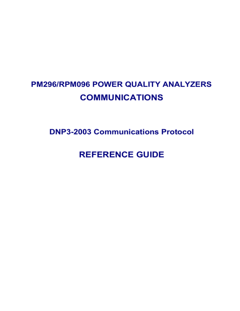 CPM296/RPM096. Коммуникационный протокол DNP3. Справочное руководство (англ.) CPM296/RPM096. Коммуникационный протокол DNP3. Справочное руководство (англ.)