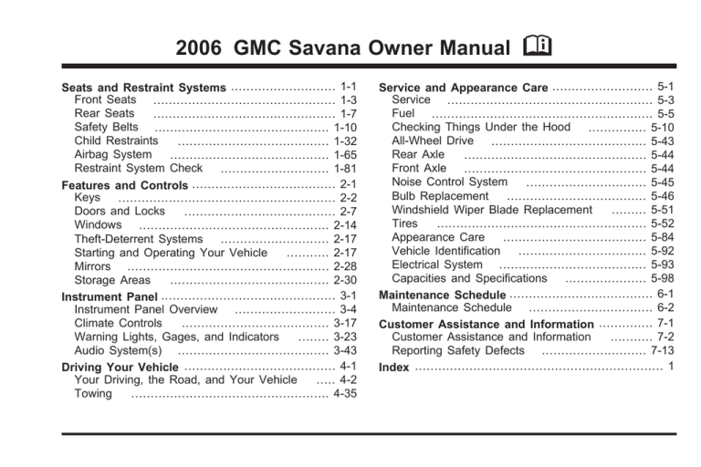 2006 GMC Savana Owners Manual 2006 GMC Savana Owners Manual