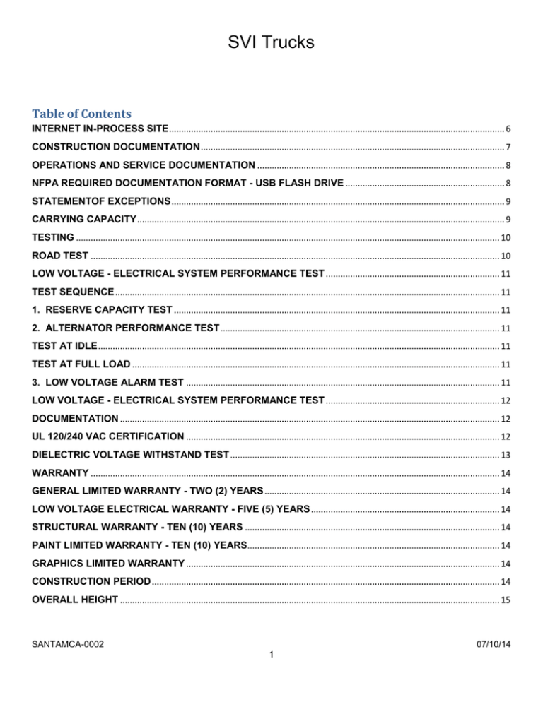 SVI Trucks Table of Contents SVI Trucks Table of Contents
