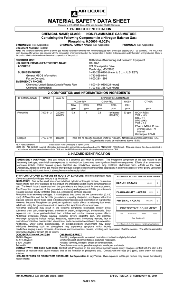 MSDS for Phosphine (PH₃) MSDS for Phosphine (PH₃)
