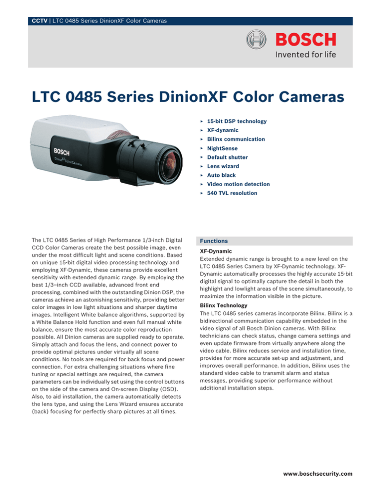 LTC 0485 Series DinionXF Color Cameras CCTV LTC 0485 Series DinionXF Color Cameras CCTV