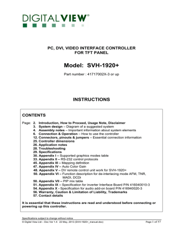 Digital View SVH-1920+ Owner's Manual | Manualzz