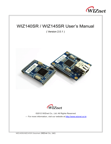 Wiznet WIZ145SR-EVB Serial to Ethernet User manual | Manualzz Wiznet WIZ145SR-EVB Serial to Ethernet User manual | Manualzz