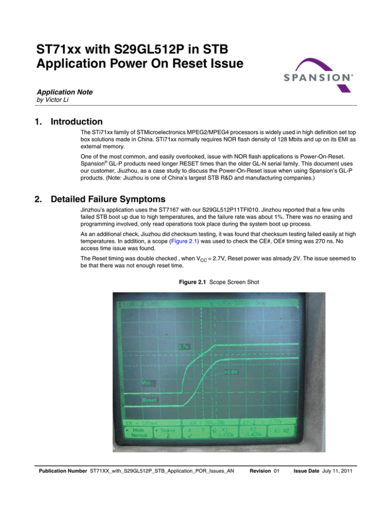 ST71XX with S29GL512P STB Application POR Issues AN ST71XX with S29GL512P STB Application POR Issues AN