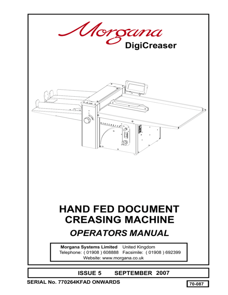 DigiCreaser Operators Manual Issue 5 DigiCreaser Operators Manual Issue 5