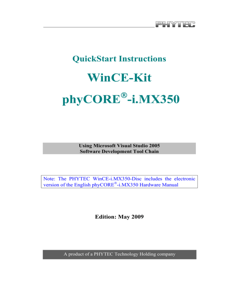 Windows Embedded CE Kit Quickstart Windows Embedded CE Kit Quickstart