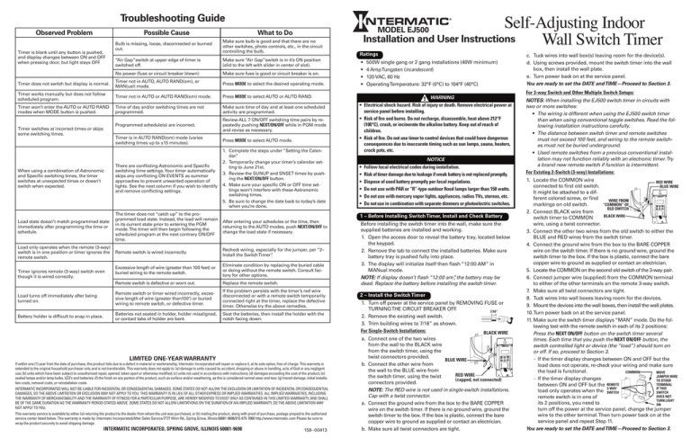Intermatic EJ500 User manual Intermatic EJ500 User manual