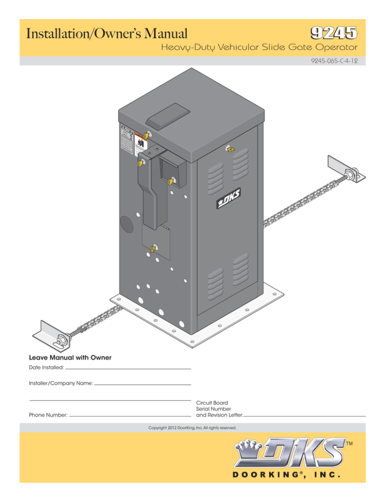 Doorking 9240 Manual Doorking 9240 Manual