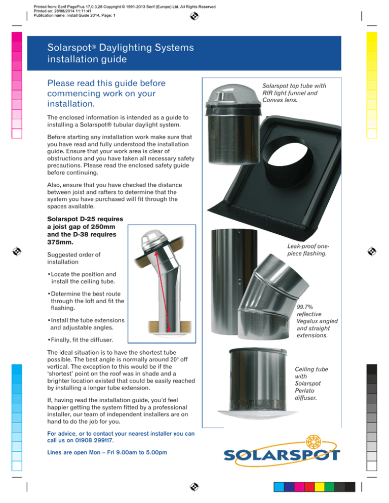 Solarspot Daylighting Systems installation guide Please read this guide before Solarspot Daylighting Systems installation guide Please read this guide before