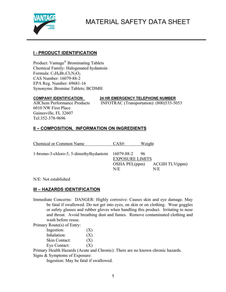 MSDS Brominating Tablets (071905) MSDS Brominating Tablets (071905)
