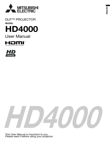 Mitsubishi Electric HD4000, DLP HD4000 User manual Mitsubishi Electric HD4000, DLP HD4000 User manual