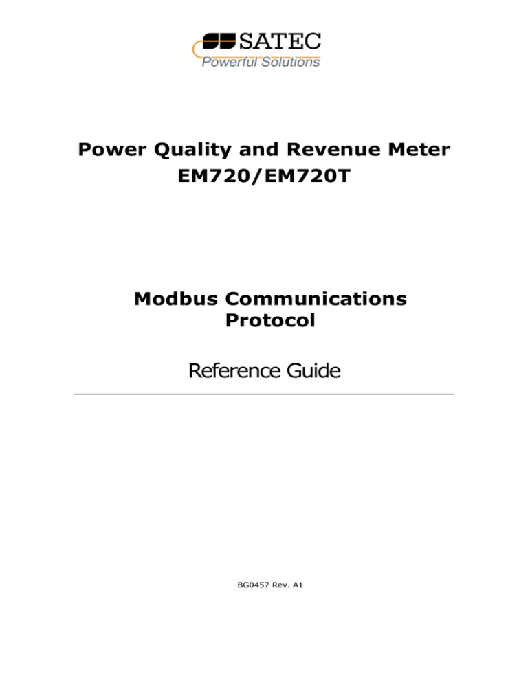 eXpertmeter EM720. Коммуникационный протокол Modbus. Справочное руководство (англ.) eXpertmeter EM720. Коммуникационный протокол Modbus. Справочное руководство (англ.)