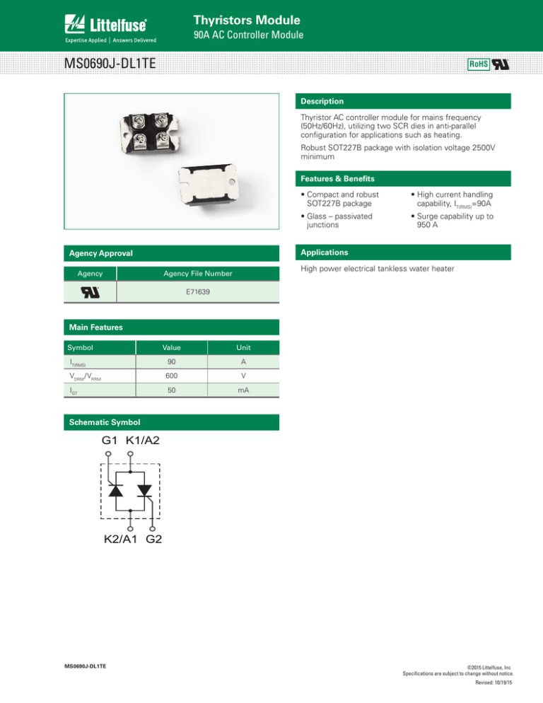 MS0690J-DL1TE Thyristors Module Teccor brand Thyristors MS0690J-DL1TE Thyristors Module Teccor brand Thyristors
