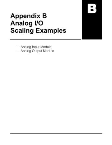 B 1 Appendix B Analog I/O B 1 Appendix B Analog I/O