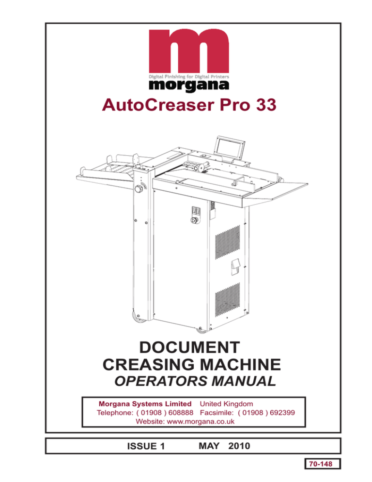 70-148_Autocreaser Pro 33 Operators Manual Iss1 70-148_Autocreaser Pro 33 Operators Manual Iss1
