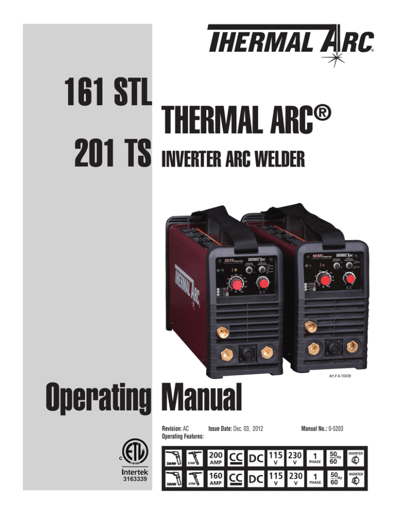 Thermal Arc 161 STL 201 TS Operating Manual_(0 Thermal Arc 161 STL 201 TS Operating Manual_(0