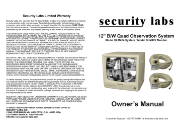 Security Labs SLM422, SLM424 Owner's manual Security Labs SLM422, SLM424 Owner's manual