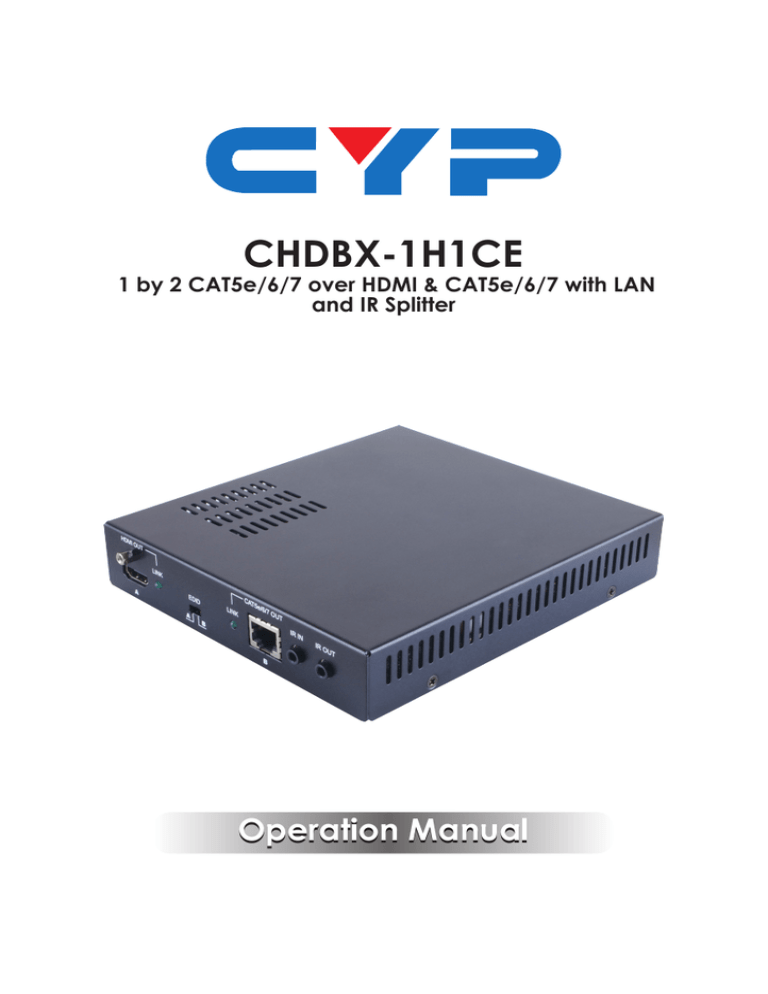 CHDBX-1H1CE Operation Manual and IR Splitter CHDBX-1H1CE Operation Manual and IR Splitter
