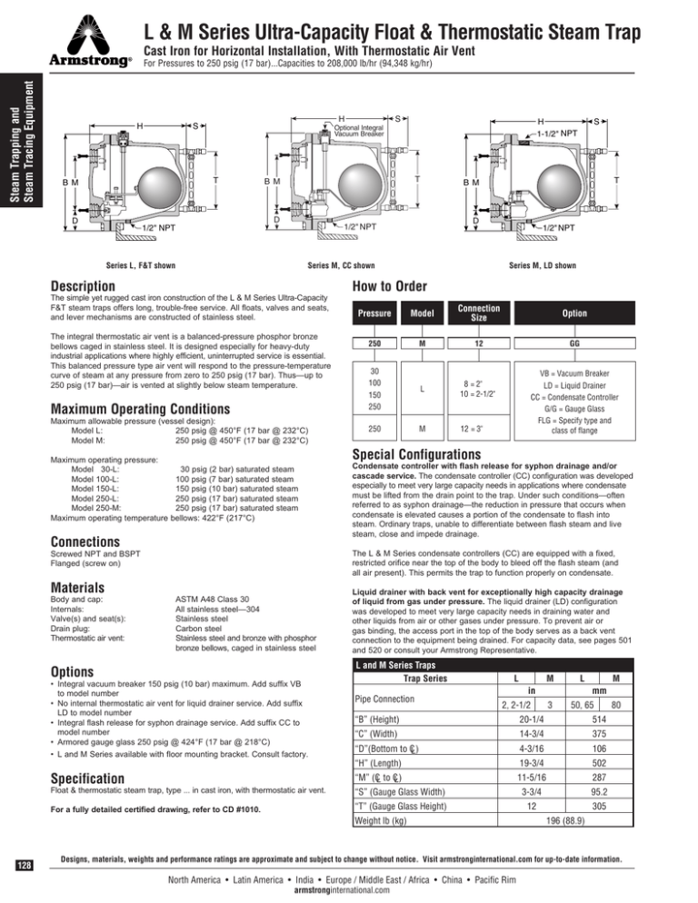 L M Series Float Thermostatic Steam Traps L M Series Float Thermostatic Steam Traps