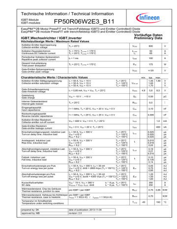 Infineon FP50R06W2E3 B11 IGBT Module Data Sheet Manualzz