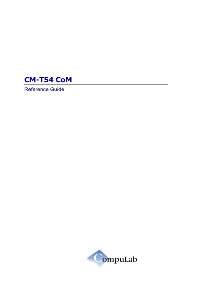 CM-T54 reference guide CM-T54 reference guide