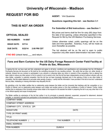 14-0067 Request for Bid Package 14-0067 Request for Bid Package