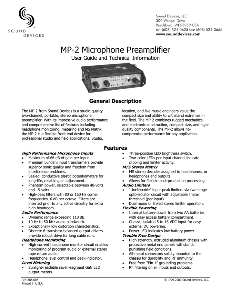 MP-2 User Guide MP-2 User Guide