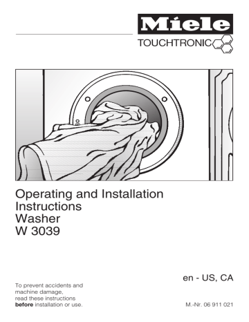 English Installation Manual of MIELE W3039i | Manualzz
