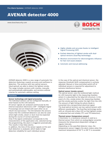 Bosch AVENAR Detector 4000 Datasheet Manualzz