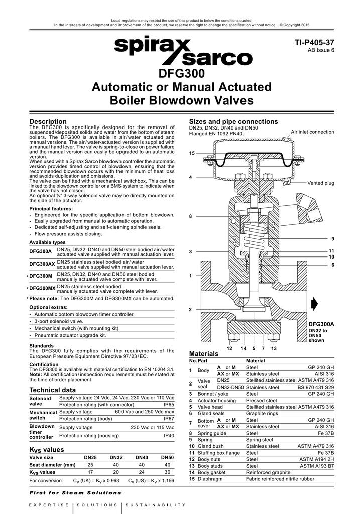 ABV21i And ABV40i Air Actuated Boiler Blowdown Spirax Sarco 52 OFF