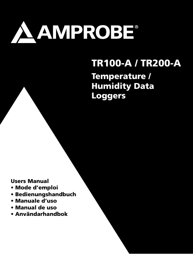 Amprobe TR100-A & TR200-A Temperature Humidity Data Loggers User manual Amprobe TR100-A & TR200-A Temperature Humidity Data Loggers User manual