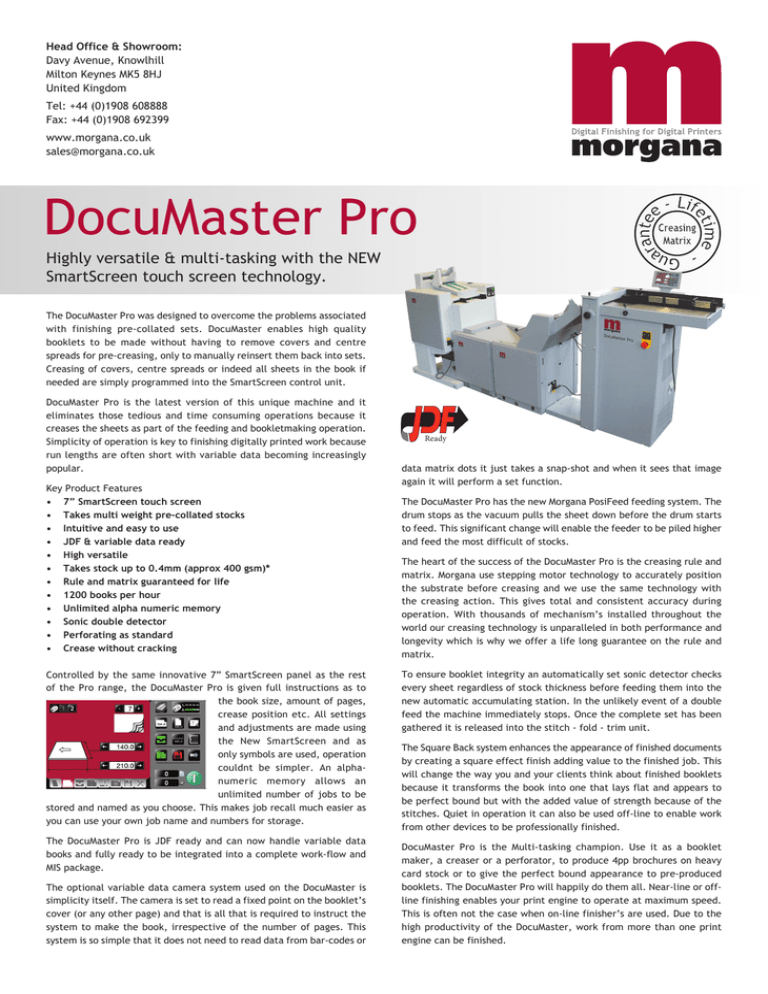 2011 DocuMaster Pro Data Sheet 2011 DocuMaster Pro Data Sheet