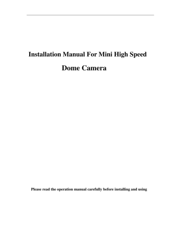 Dome Camera Installation Manual For Mini High Speed | Manualzz