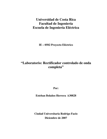 Universidad de Costa Rica Facultad de Ingeniería Escuela de Ingeniería Eléctrica Universidad de Costa Rica Facultad de Ingeniería Escuela de Ingeniería Eléctrica