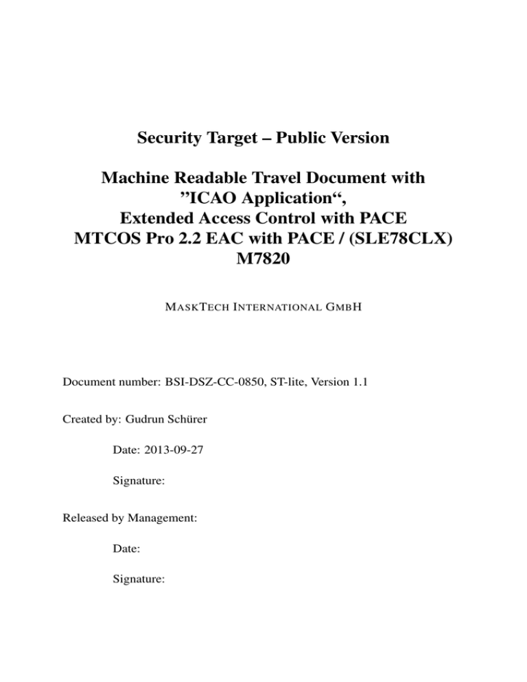 Security Target: 0850b_pdf Security Target: 0850b_pdf